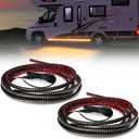 2Pcs 15 Feet Running Board Lights Sequential Amber Side Marker with White Courtesy Lights, 540 LED Extended Crew Cab Amber Led Light Strip for RV Camper Van Trailer