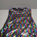 Allegra K Women's Glitter Sequin Dress Spaghetti Strap V Neck Party Cocktail Sparkly Mini Dress Clubwear (X-Large, Rainbow)