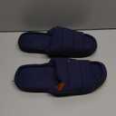 Mens Open Toe Slippers, Comfy Supportive Foam Bedroom Slide Slippers, Non-Slip Indoor House Shoes (9-10, Navy)