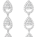 EAMTI 925 Sterling Silver Posts Dangle Earrings for Women Wedding Bridal Earrings Cubic Zirconia Teardrop Long Statement Earrings