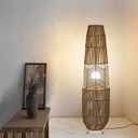 MIXL-Rope-Weaving Floor Lamp with Foot Switches,Dimmable Led Corner Tall Lamp,Minimalist Reading Lamp Floor Standing,Bohemian Style Standing Lamps for Bedroom Study and Living Room, 9.45" x 36.22"