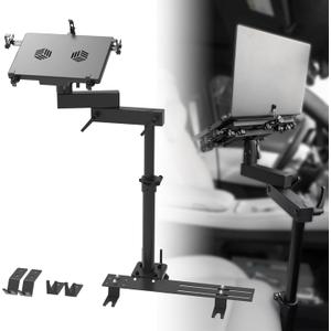 MELIPRON Vehicle Laptop Mount, HeavyDuty Aluminum & Steel Car Laptop Stand for Trucks Vans, Computer Holder with 2 Cooling Fans, Adjustable Height Tilt & 360 Swivel