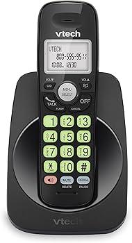 VTech Cordless Phone with DECT 6.0, FullDuplex Speakerphone, Lighted Display, Backlit Keypad, Caller ID/Call Waiting, Volume Control, Hearing Aid Compatible, Wall Mount | VG13111 (Black)