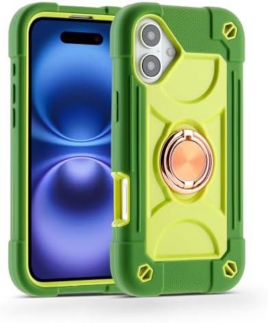 MARKILL Compatible with iPhone 16 Plus Case 6.7 Inch with 360 Degree Rotate Ring Stand, Military Grade Drop Protection Full Body Rugged Protective iPhone 16 Plus Case Kids Avocado