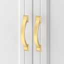 Asidrama 10 Pack 3 Inch(76mm) Brushed Gold Champagne Kitchen Cabinet Handles, Cabinet Pulls Kitchen Cabinet Hardware for Cupboard Drawer Pulls (3" Hole Center(76mm), Brushed Gold)