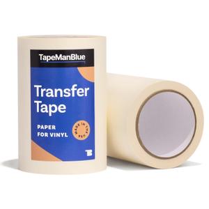 TapeManBlue 6" x 100' Roll of Paper Transfer Tape for Vinyl, Made in America, Premium-Grade Transfer Paper for Vinyl with Layflat Adhesive, Application Tape for Crafts, Decals, and Letters