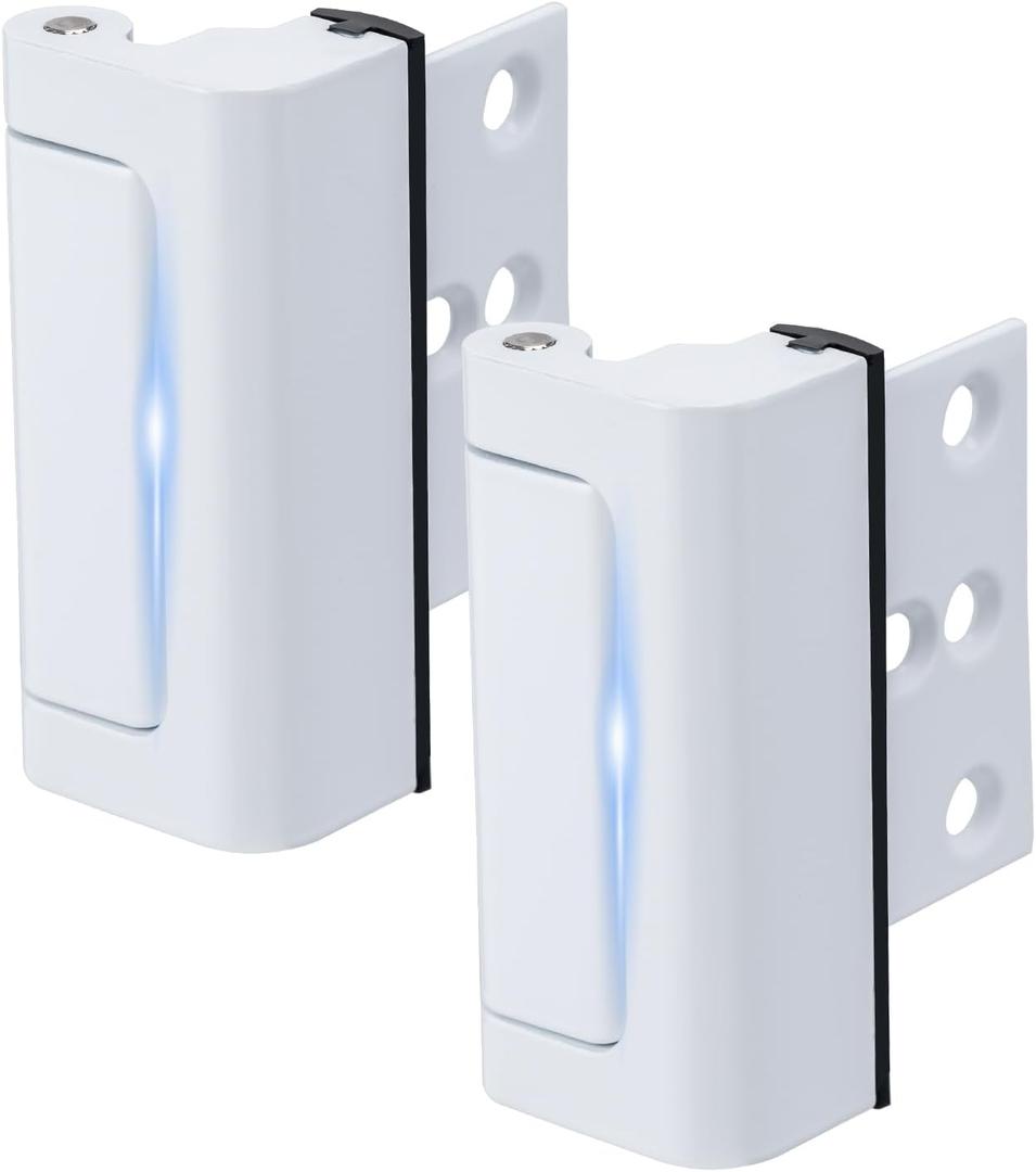 Husfunov 2 Pack Home Security Door Lock,Childproof Door Reinforcement Lock,with 3" Stop Withstand 800 lbs,for Inward Swing Doors,Night Kids Safety Metal Flip Lock Deadbolt Latch (White)
