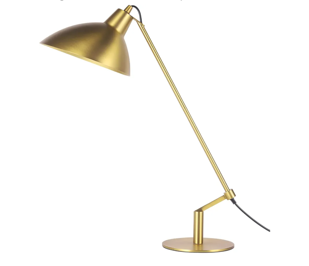 Desk Lamp Modern Industrial 100% Metal Table Lamp 22", Soft White Light (3000K) with Adjustable Switch, Ideal for Office Bedroom Study Room Living Room Nightstand Bedside Lamps Brass
