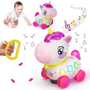 KAISASA Musical Unicorn Toys for 1 Year Old Girl Gifts, Educational Baby Toy 6-12-18 Month, 1st Birthday Gift for 1 Year Old Girl Toys, Bilingual Learning Present for 7 8 9 10 12 Month