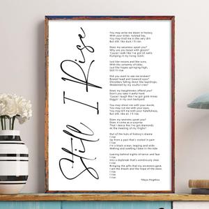 Maya Angelou Quotes Wall Art Canvas Still I Rise Poster Black Art Wall Decor Motivational Posters Inspirational Quotes Wall Art Black Woman Picture for Office Artwork Decor 16x24 Inch Unframed