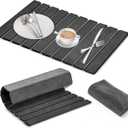Dish Drying Mat Large Stone Dish Drying Mat For Kitchen Counter Collapsible Quick-Drying Sleek Diatomaceous Versatile Stone Drying Mats For Cups Dishes Bottles Marble (black, 16''X24'')