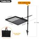Swivel Campfire Grill Grate and Griddle, Adjustable Fire Pit Grill Grate Over Fire Pit, Camp Fire Cooking Grate with Carrying Bag for Outdoor Camping BBQ, Rectangle Black
