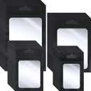 Zonon 400 Piece Black Plastic Bags 4 Sizes Self Sealing Sealable Treat Bags for Packaging Food Storage Pouch for Sample Cookies Jewelry (Long Hole)