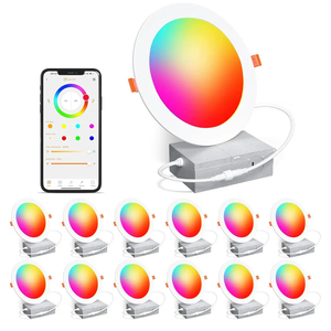 SikSog Smart Recessed Lighting 6 Inch Color Changing 16W LED Downlight,1350 Lumen Recessed Ceiling Light Compatible with Alexa,RGB & Warm White 2700K Dimmable by Bluetooth Control - 12 Pack
