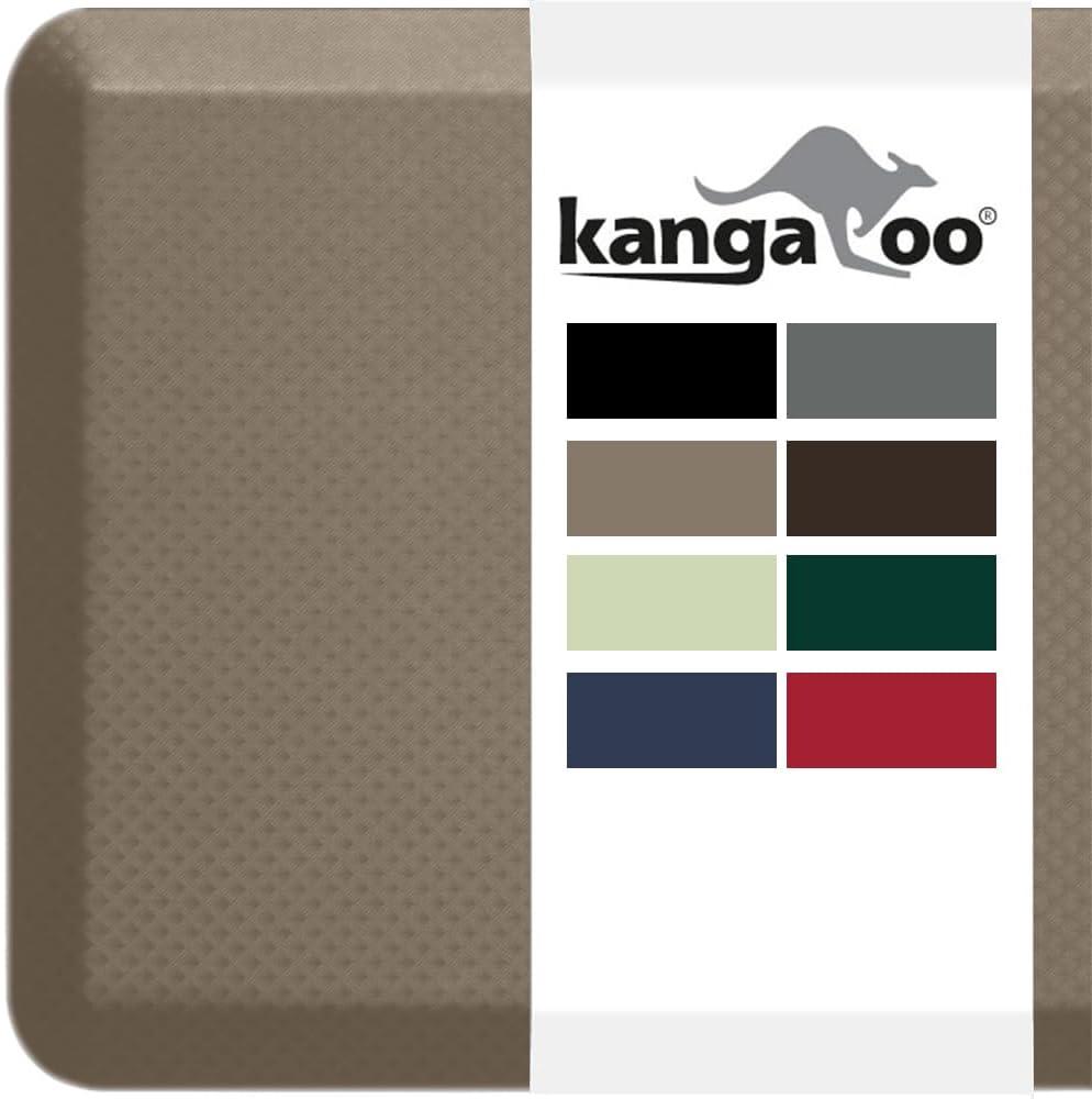 KANGAROO Thick Ergonomic Anti Fatigue Mats for Kitchen Floor, 70x24 Runner, Cushioned Standing Office Desk Mat, Waterproof Scratch Resistant Topside, Supportive All Day Comfort Padded Foam Rugs, Beige