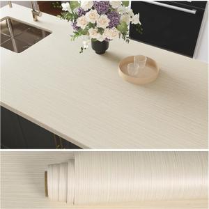 VEELIKE Cream Beige Wood Contact Paper Peel and Stick Waterproof Wood Grain Contact Paper for Countertops Desk Cabinets 24''x118'' White Wood Wallpaper Self Adhesive Vinyl Kitchen Counter Top Covers