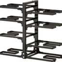 Under Sink Storage Shelf 8-Tier Adjustable Pot and Pan Organizer Rack for Cabinet, Heavy Duty Snap-on Cast Iron Pot Storage Rack for Kitchen, Floor Standing Pan Holder (Black)