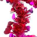 Valentines Tinsel Garland - 66 Ft Rose Red Metallic Heart Shape Valentine's Day Garland Atmosphere Setup for The Confession Scene Tinsel Hanging Twist Hanging Decorations for Party Holiday Supplies