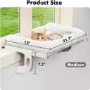 Zoratoo Cat Window Sill Perch with Large Bolster, Easy to Adjust & Assemble Cat Window Seat for Windowsill & Bedside, Pet Hammock Bed for Large Cats and Kittens (White, M)