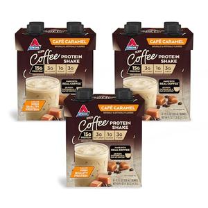 Atkins Café Caramel Iced Coffee Flavored Protein Shake, High Protein Shake, Low Glycemic, Low Carb and Low Sugar, Keto Friendly, Gluten Free, 12 Count By 09/22/2026