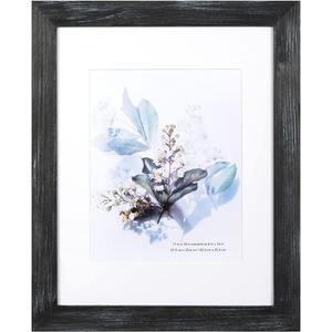 KAIWIN 100% Solid Wood Black 11x14 Picture Frame 1 Pack Display Picture 8x10 with Mat, HD Glass Inside, Rustic Wooden Photo Frames for Wall Mounting