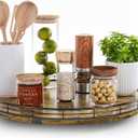 Lazy Susan Turntable Organizer for Table Top, 16 Round Wooden Lazy Susan for Cabinet Kitchen Countertop Pantry Dining Coffee Table for Condiments Spices, Rustic Bathroom Vanity Tray for Soap Candle