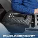 JOYTUTUS Center Console Cover Compatible with Silverado Sierra 2014-2018 Jump Seat, Leather Arm Rest Armrest Cover for Car, Durable Middle Console Cover Replacement for Trucks, with 2 Pocket