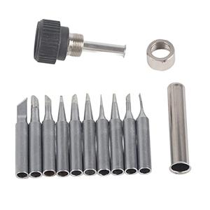 10pcs/Set Soldering Iron Replacement Tips, Copper Solder Iron Tips 900M-T for Soldering Rework Station Tool(10 Tips + 1 retaining Sleeve)