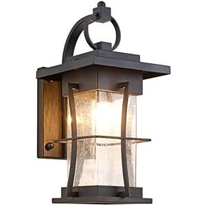 EERU Outdoor Wall Sconces Light Fixtures Exterior Wall Lantern Outside House Lamps Waterproof Black Metal with Clear Seeded Glass, Perfect for Exterior Porch Patio House