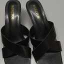 Womens Kitten Heels Open Toe Short Heels Sandals for Women Fashion Party Dress Low Heels Sandals (8, Black)