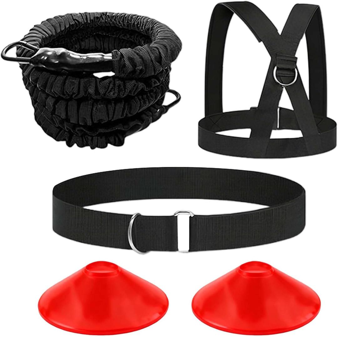 80lb Resistance Band Finess Training Set, Shoulder Belt Explosive Speed Agility Training Equipment Double People Physical Exercising Suit for Various Sports (6.6ft, black)