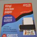 JOYEZA Premium Printable Vinyl Sticker Paper for Inkjet Printer - 25 Sheets Glossy White Waterproof, Dries Quickly Vivid Colors, Holds Ink Well - Inkjet & Laser Printer