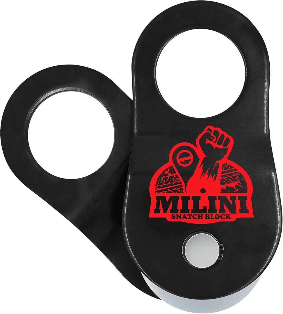 MILINI Snatch Block, Strength Recovery Off-Road Heavy Duty Winches Pulley for Synthetic Rope or Steel Cable, Universal Tackle Block for Truck, Tractor, ATV & UTV (Black, 10T)
