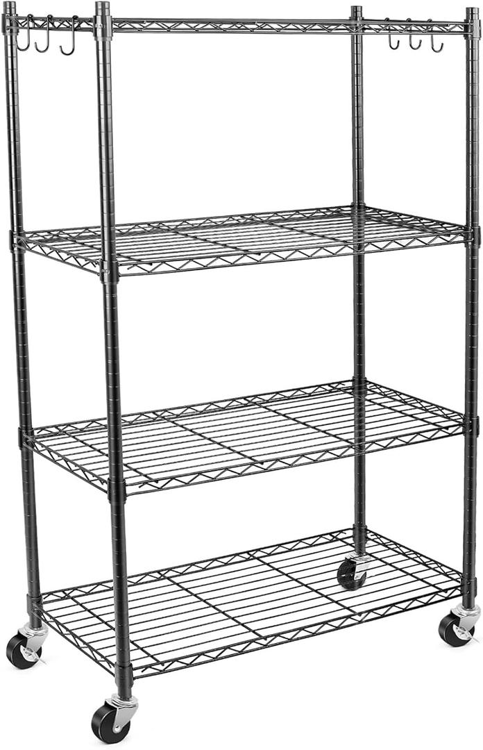 WDT Shelving Storage Units on Wheels Casters, Adjustable Heavy Duty Metal Shelf Wire Storage Rack for Home Office Garage Kitchen Bathroom Organization,36" Wx14 Dx57 H