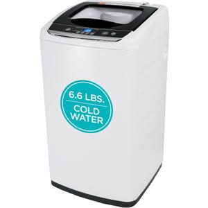 BLACK+DECKER 0.9 Cu. Ft. Portable Washer, 6.6 lb. Capacity Washing Machine for Homes & Apartments, 5 Wash Cycles, Quick Connect Sink Adapter and Drain Hose Included, LED Display, BPWM09W, White