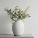 hjn Matte White Ceramic Jug Vase with Handles - Farmhouse Nordic Style Vase for Dried Fresh Flowers, Living Room Tabletop Home Decor (Pitcher-Shaped-8''dx9''h)