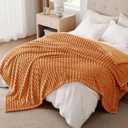 Bedsure GentleSoft Queen Blanket for Bed - Cozy Soft Fall Blankets for Women, Cute Large Fall Throws for Girls, Orange, 90x90 Inches