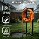 Garden Hose Holder, Heavy Duty Stainless Steel Garden Hose Reel with Triangle Reinforcement, Supports 150 ft Hose, 45-Inch Ergonomic Water Hose Stand for Outside, Black