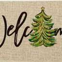 Artoid Mode Beige Xmas Tree Christmas Welcome Doormat, Winter Home Decor Low-Profile Switch Rug Door Mat Floor Mat for Indoor Outdoor 17x29 Inch