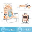 Beach Chair for Adults, 5 Position Lay Flat Backpack Beach Chair with Cooler, Cup Holder and Storage Bag, Portable Folding Heavy Duty Beach Lounger for Outdoor, Lawn, Camping, Festivals-Boho Sun, Small