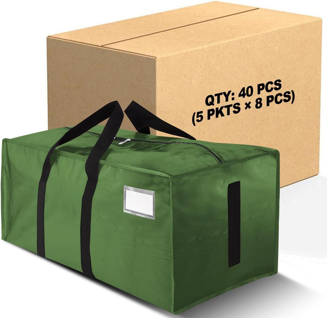 HOMESURE Supports 200lbs Heavy Duty Moving Bags - Strong Zipper & Wrap-Around Handles - Water-Resistant Storage Totes, Durable Alternative to Moving Boxes - 40 Pack - Olive Green, 40 Pack-24gal