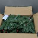 Super Long 8 Modes & Timer 18 Ft Prelit Christmas Garland for Outdoor Indoor Stair Porch 100 Warm White Lights 470 Realistic Snowy Branch Tips Red Berries Pinecone Xmas Garland Decorations Door Mantle