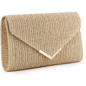 GOKTOW Straw Clutch Purse Raffia Rattan Summer Evening Bag Woven Beach Handbags for Women Wedding Vacation Travel Party 2025 (Nature)