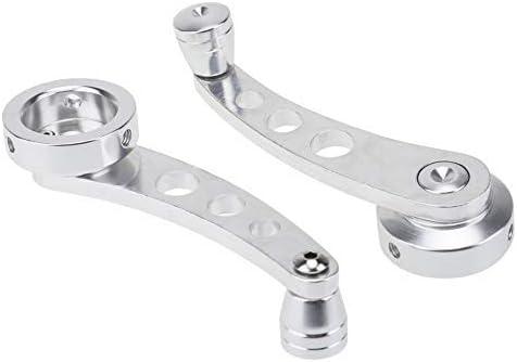 2Pcs Universal Car Window Handle Winder Riser Replacement Winder Crank Riser Window Handles Aluminum Alloy (Silver)
