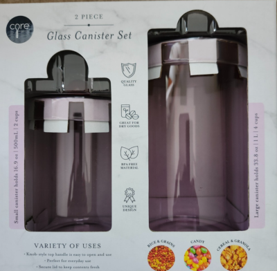 Core 2PC Glass Canister Jar Red