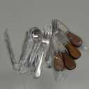 Cheese Knives Set with Wooden Handle,Mini Serving Tongs Spoons Forks Toothpick Flags for Party Christmas 14PCS