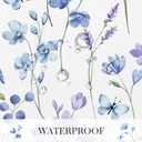 Litabel Extra Long Shower Curtain 72 x 84, Watercolor Floral Fabric Shower Curtain for Decorative Bathroom, Blue Butterfly Flower Waterproof Shower Curtain Set