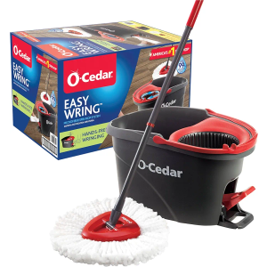 O-Cedar EasyWring Microfiber Spin Mop, Bucket Floor Cleaning System, Red, Gray, Standard