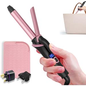 Mini Curling Iron for Short Hair Dual Voltage with European UK Plug Adapter 3/4 Inch Travel Size Small Barrel Curling Iron to Beachy Waves Curls with 30S Fast Heating, 5 Temps for Global