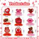 ALIBBON 9pc Valentine Honeycomb Centerpieces, Valentine Honeycomb Decorations, Table Signs for Valentine's Day, Wedding Anniversary Party Supplies Decor
